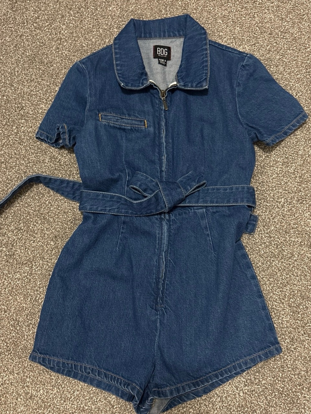 BDG Dark Blue Denim Short Sleeve One-Piece Romper worn once like new